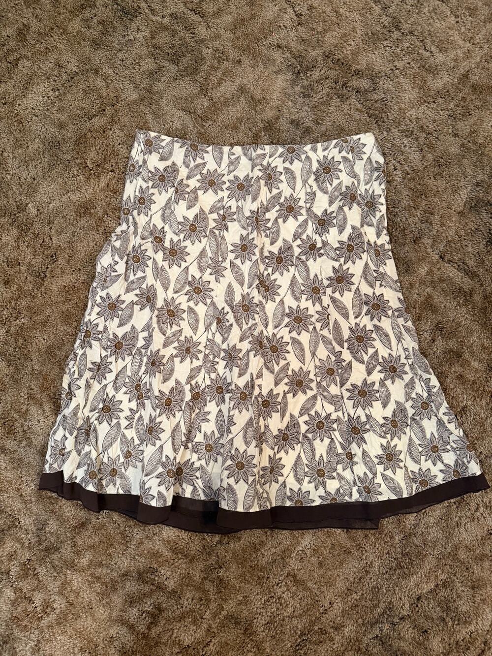 Vintage Style & Co Y2K Floral Midi Skirt Earth Tone Fairycore Boho Brown Flared